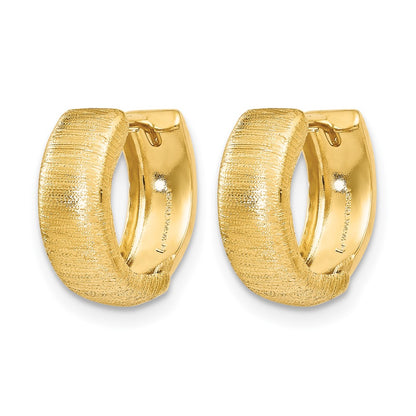 14K Yellow Gold Polished And Textured Hinged Hoop Earrings