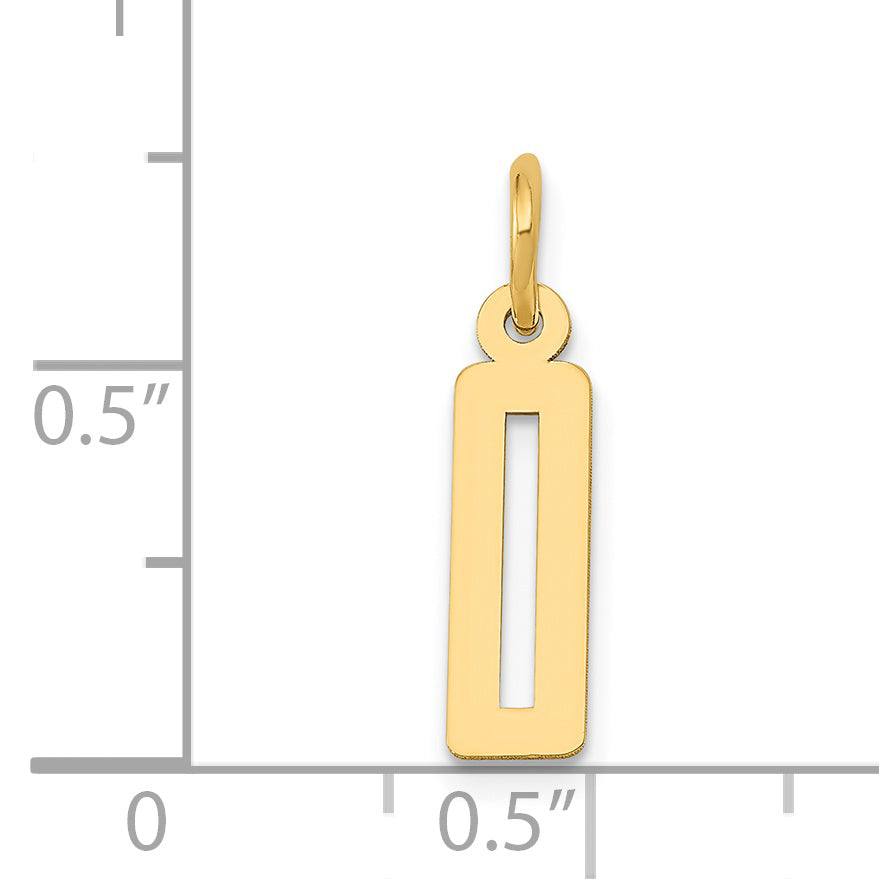 14K Yellow Gold Small Elongated Number 0 Charm
