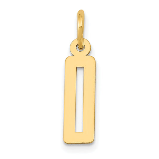 14K Yellow Gold Small Elongated Number 0 Charm