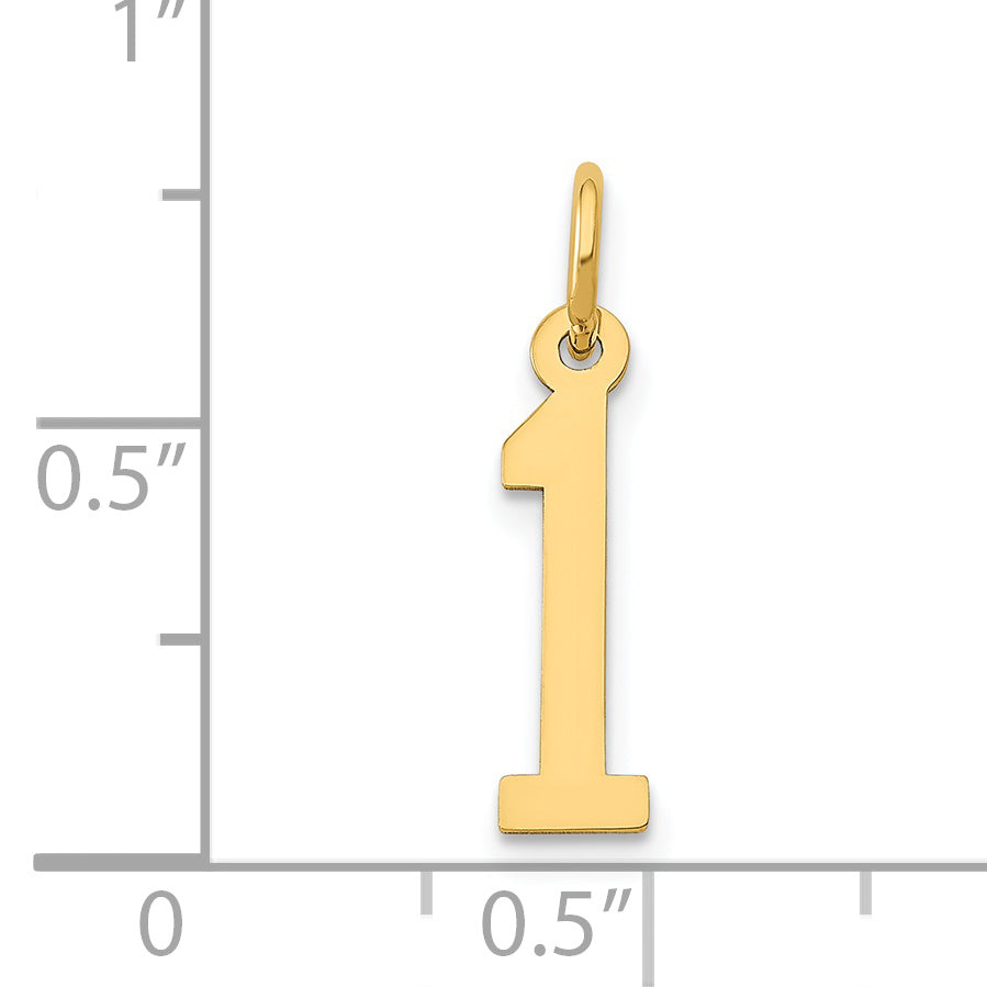 14K Yellow Gold Small Elongated Number 1 Charm