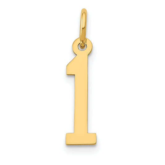 14K Yellow Gold Small Elongated Number 1 Charm
