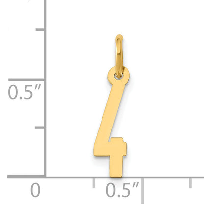 14K Yellow Gold Small Elongated Number 4 Charm