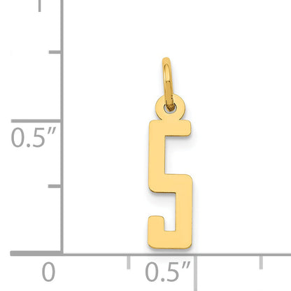 14K Yellow Gold Small Elongated Number 5 Charm