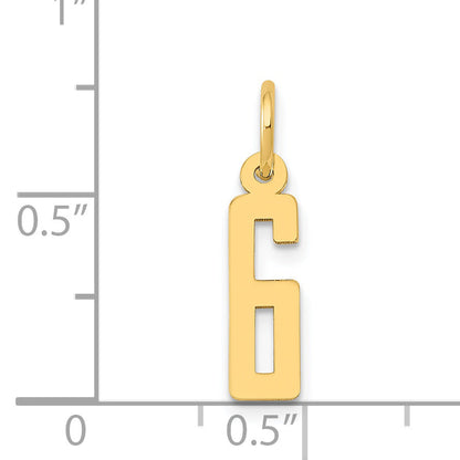 14K Yellow Gold Small Elongated Number 6 Charm