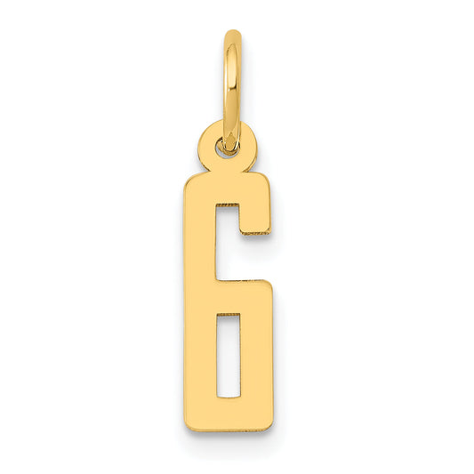 14K Yellow Gold Small Elongated Number 6 Charm