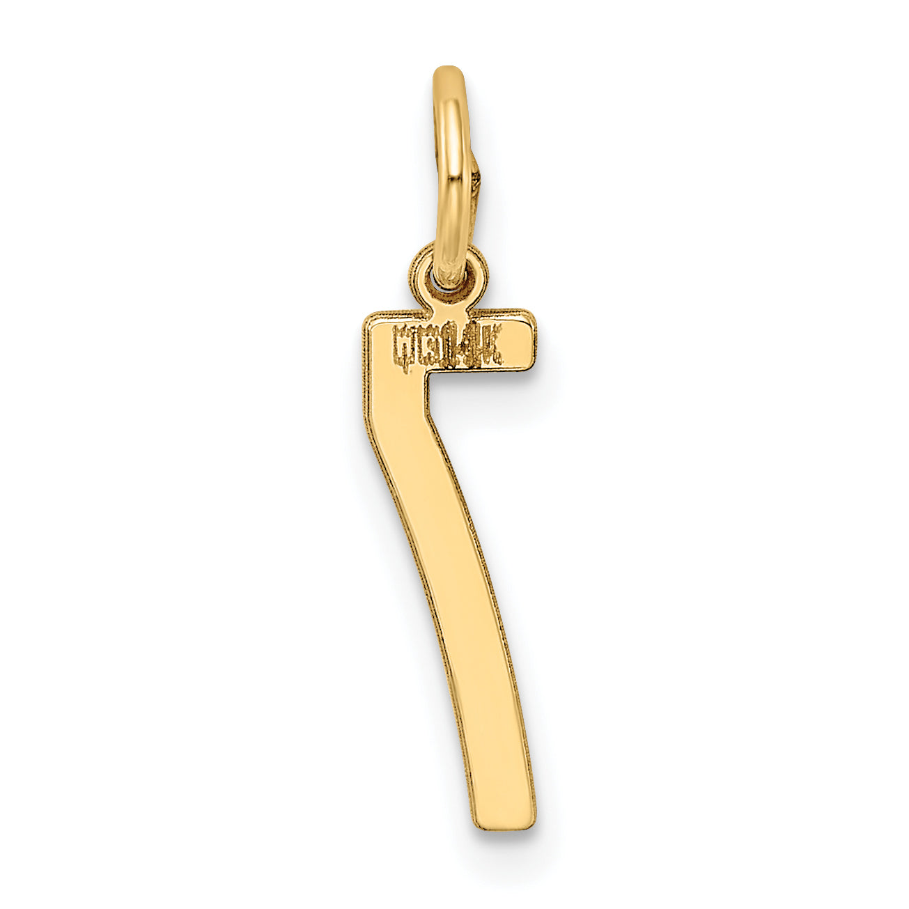 14K Yellow Gold Small Elongated Number 7 Charm