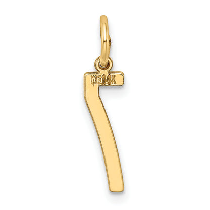 14K Yellow Gold Small Elongated Number 7 Charm