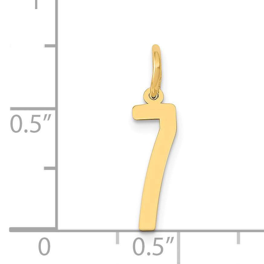 14K Yellow Gold Small Elongated Number 7 Charm