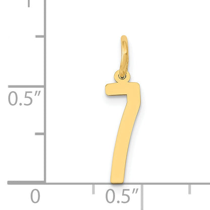 14K Yellow Gold Small Elongated Number 7 Charm
