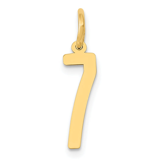 14K Yellow Gold Small Elongated Number 7 Charm