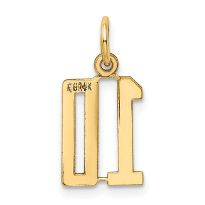 14K Yellow Gold Small Elongated Number 10 Charm
