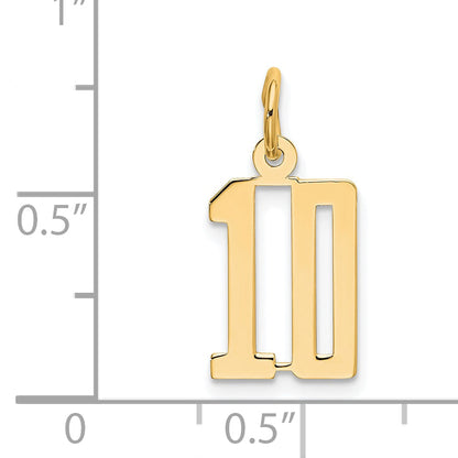 14K Yellow Gold Small Elongated Number 10 Charm