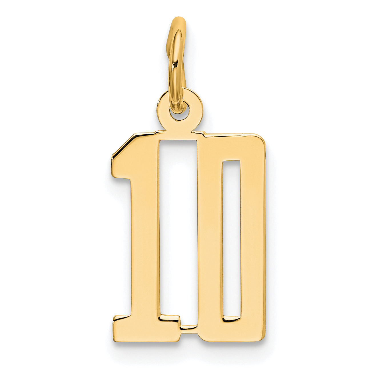 14K Yellow Gold Small Elongated Number 10 Charm