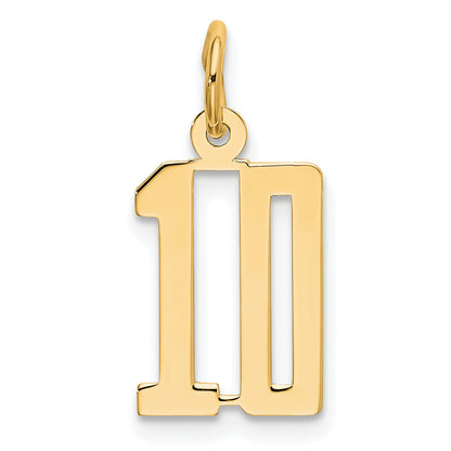 14K Yellow Gold Small Elongated Number 10 Charm