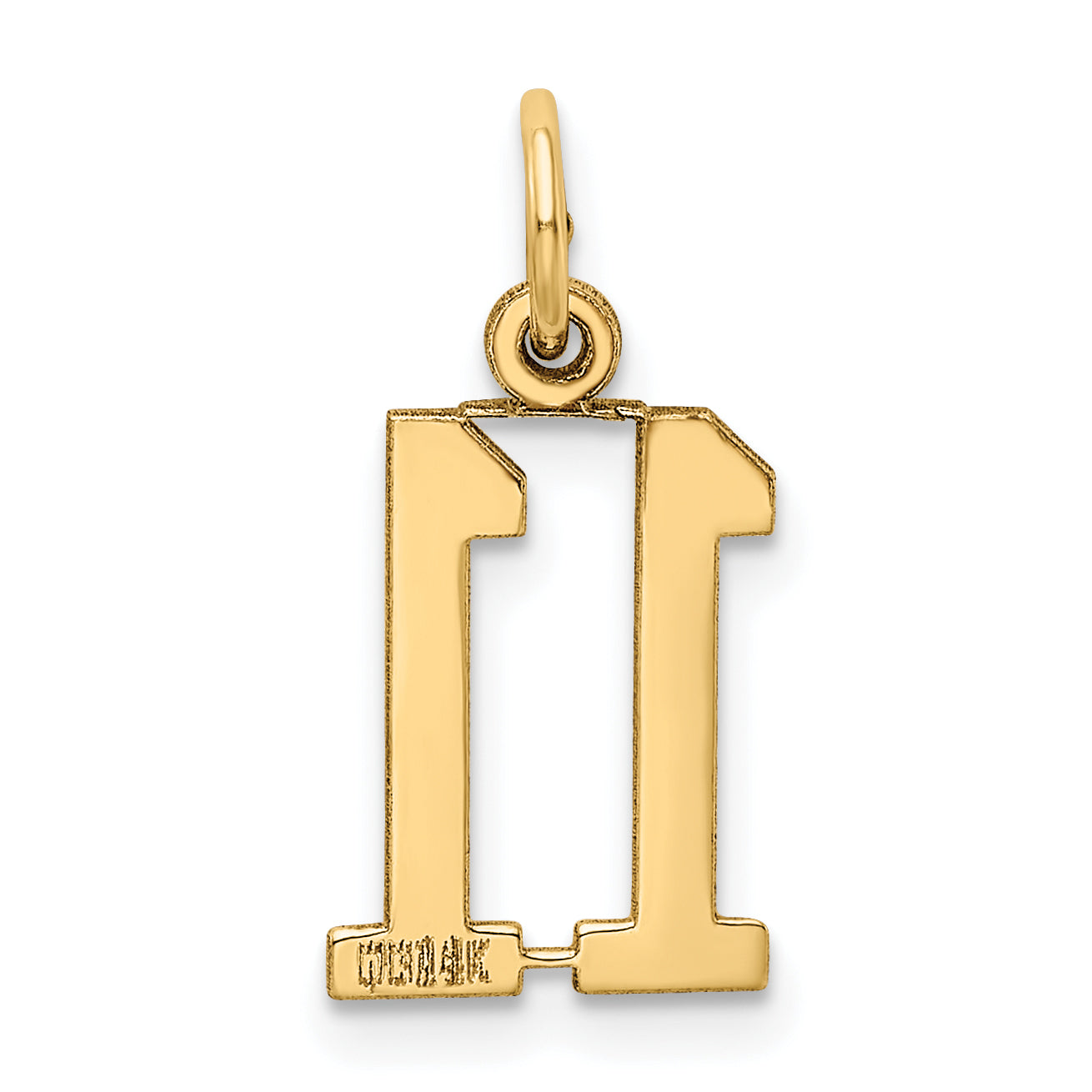14K Yellow Gold Small Elongated Number 11 Charm