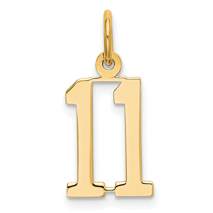 14K Yellow Gold Small Elongated Number 11 Charm