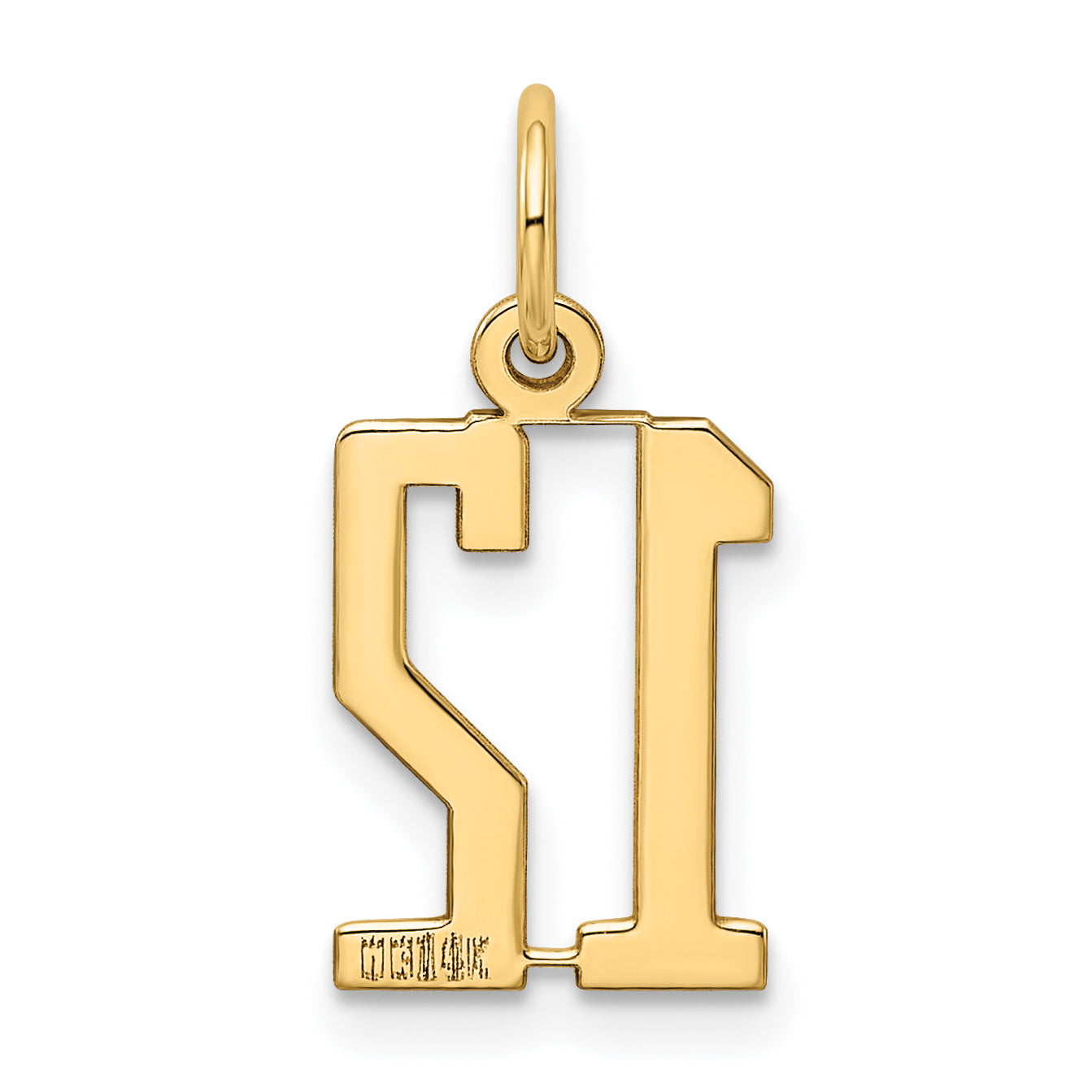 14K Yellow Gold Small Elongated Number 12 Charm