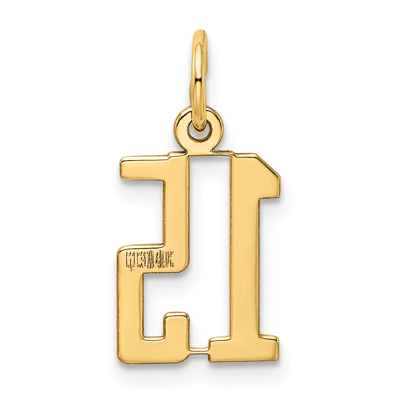 14K Yellow Gold Small Elongated Number 15 Charm