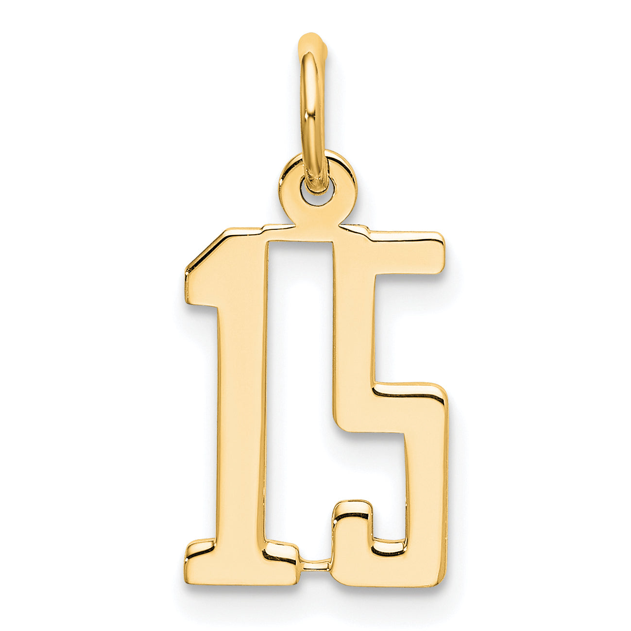 14K Yellow Gold Small Elongated Number 15 Charm