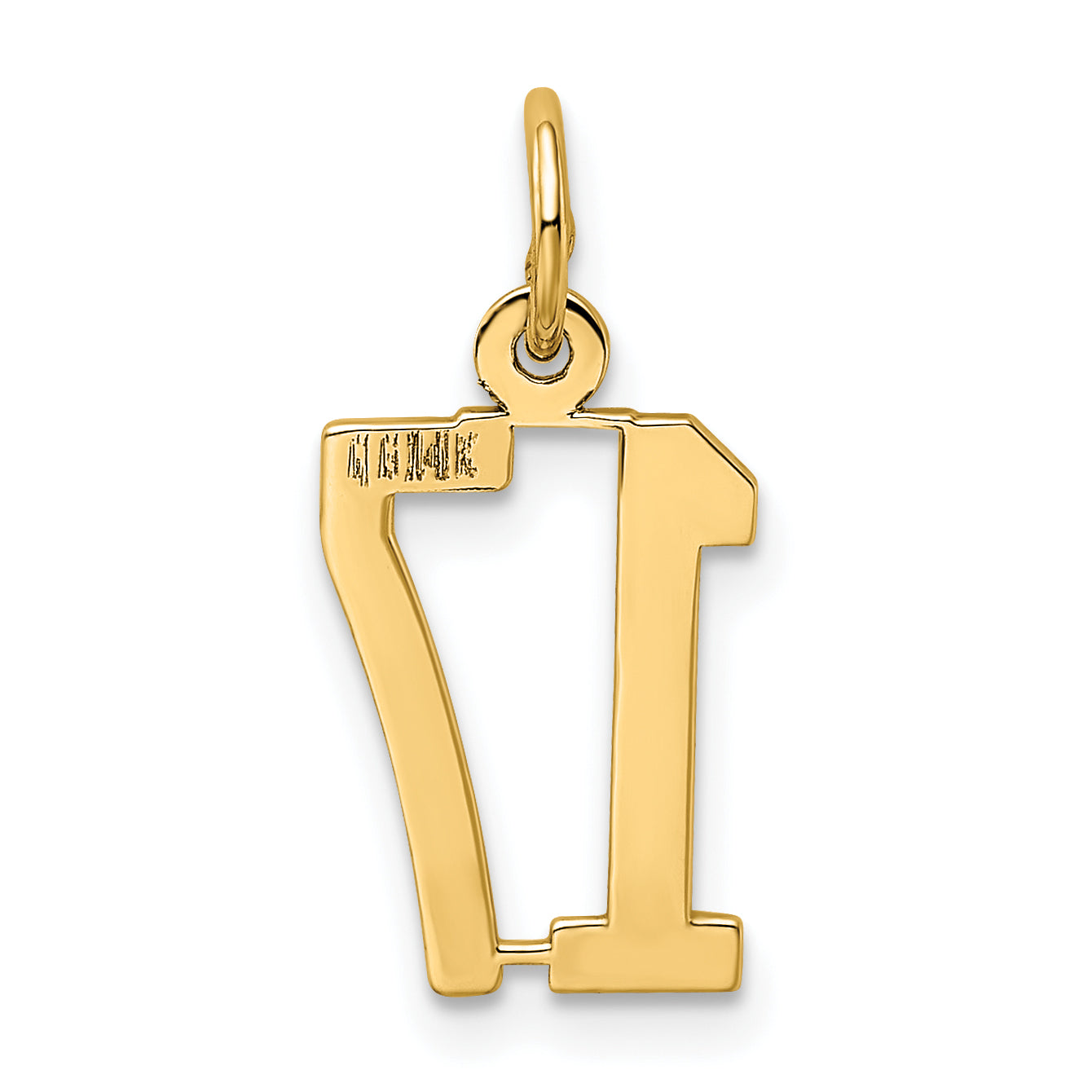 14K Yellow Gold Small Elongated Number 17 Charm