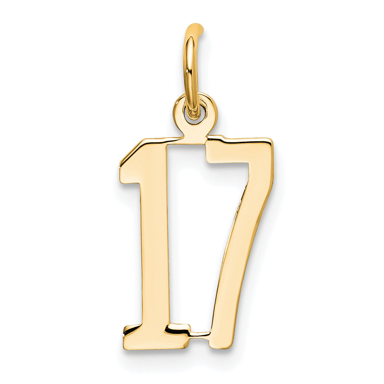 14K Yellow Gold Small Elongated Number 17 Charm