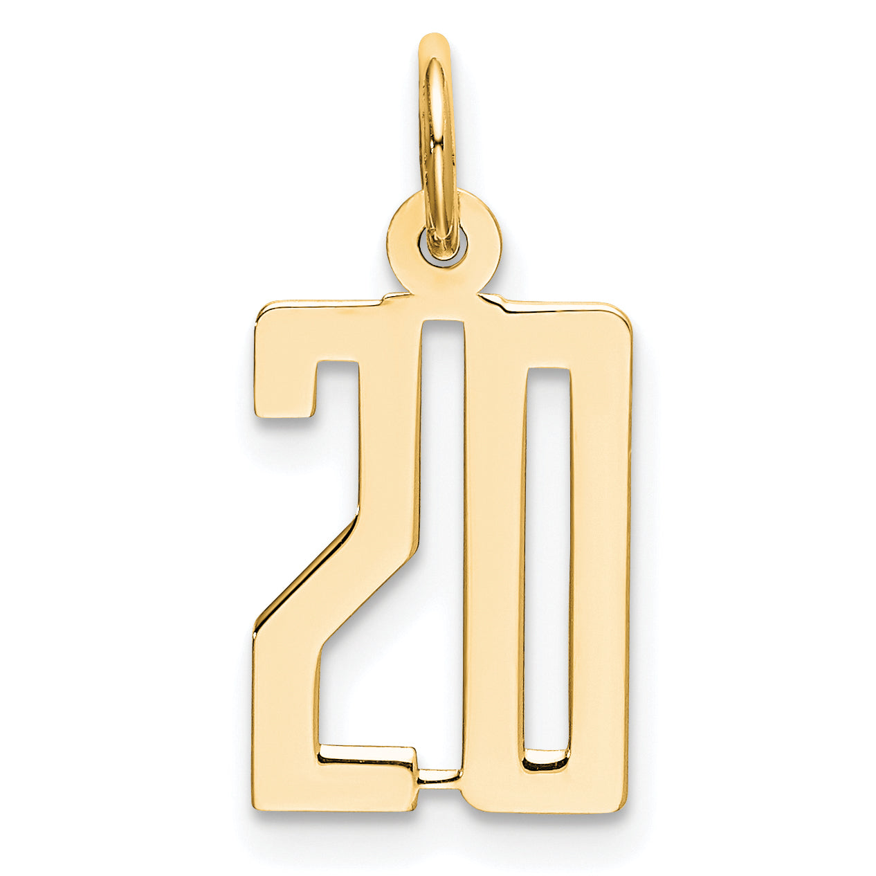14K Yellow Gold Small Elongated Number 20 Charm