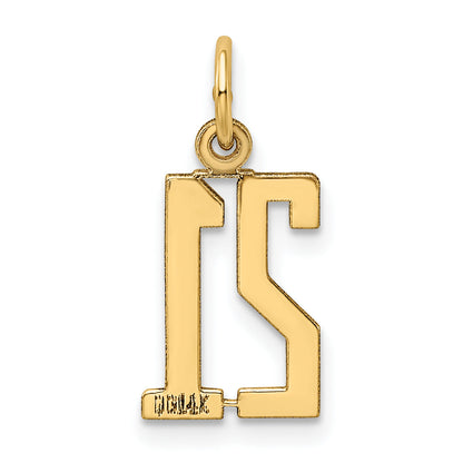 14K Yellow Gold Small Elongated Number 21 Charm