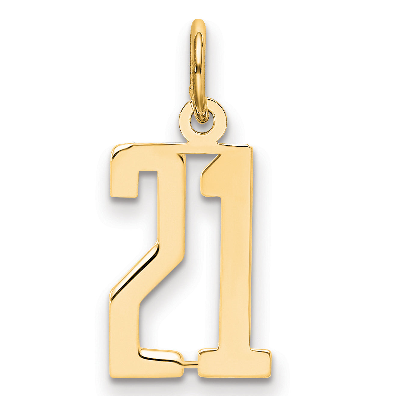 14K Yellow Gold Small Elongated Number 21 Charm