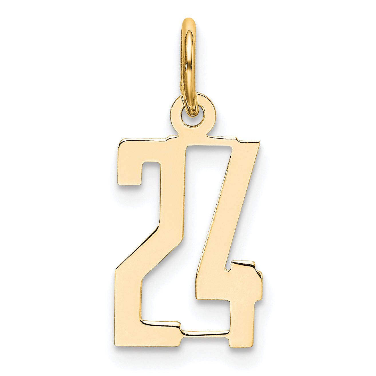 14K Yellow Gold Small Elongated Number 24 Charm