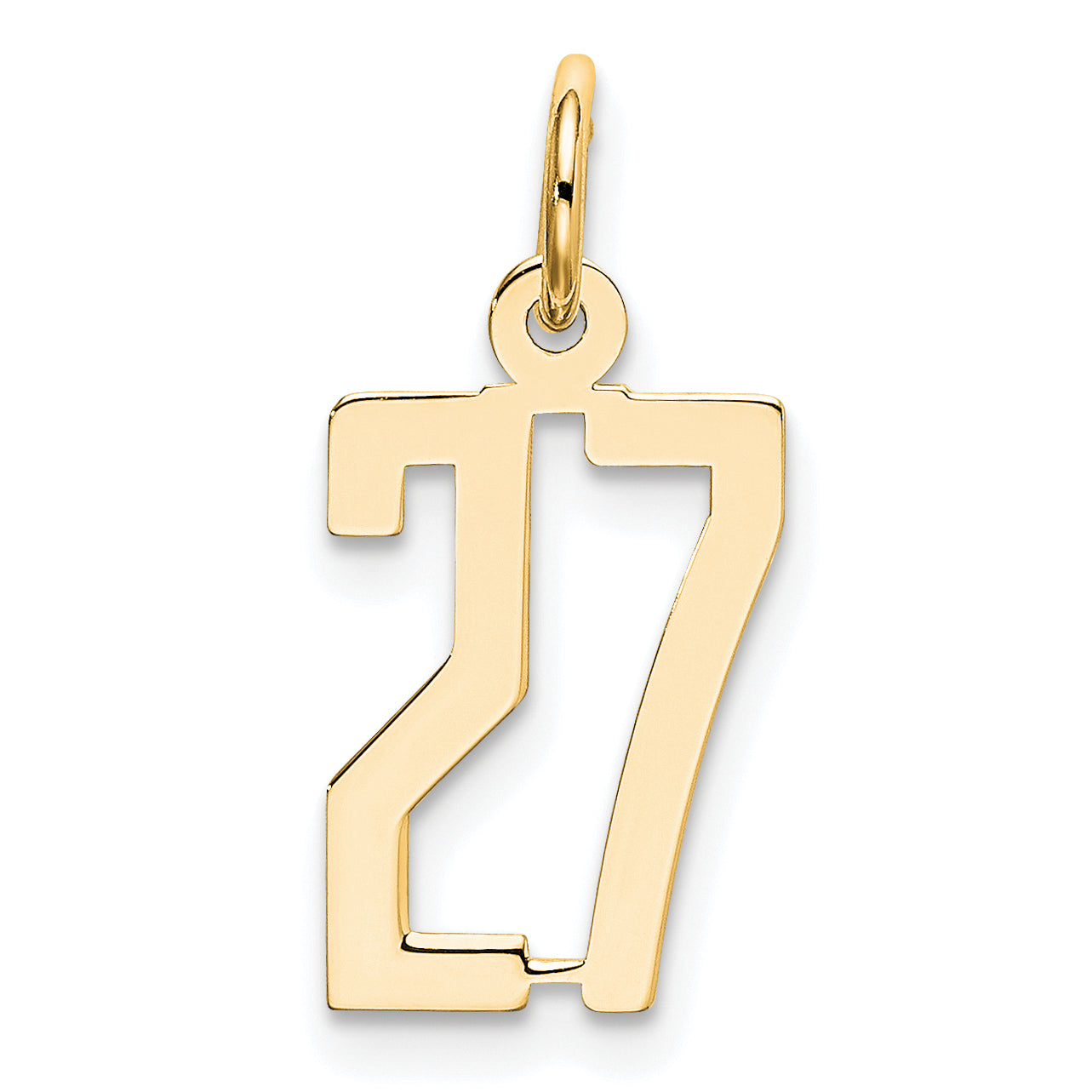 14K Yellow Gold Small Elongated Number 27 Charm