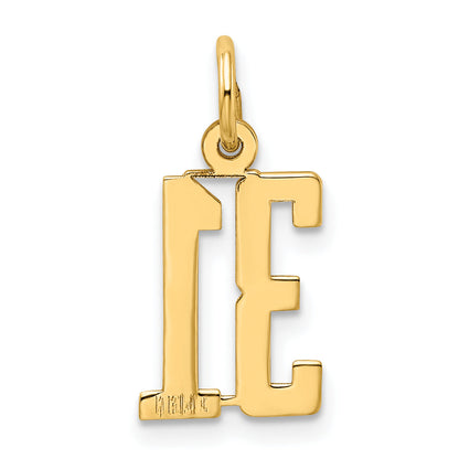 14K Yellow Gold Small Elongated Number 31 Charm