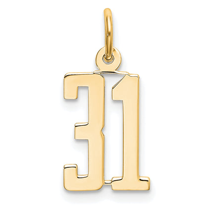 14K Yellow Gold Small Elongated Number 31 Charm