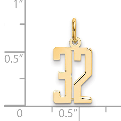 14K Yellow Gold Small Elongated Number 32 Charm