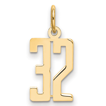 14K Yellow Gold Small Elongated Number 32 Charm