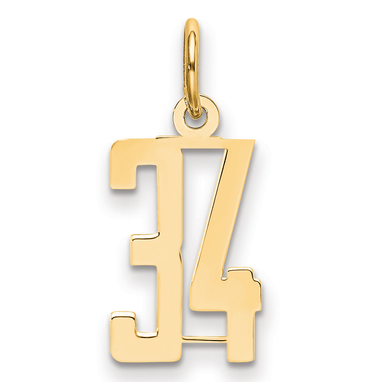 14K Yellow Gold Small Elongated Number 34 Charm