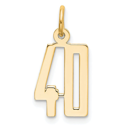 14K Yellow Gold Small Elongated Number 40 Charm