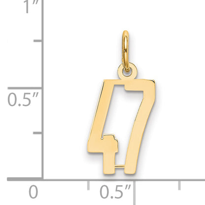 14K Yellow Gold Small Elongated Number 47 Charm