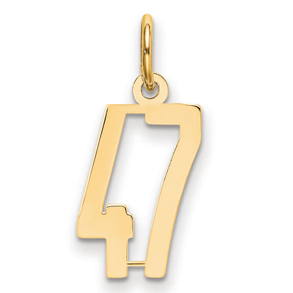 14K Yellow Gold Small Elongated Number 47 Charm