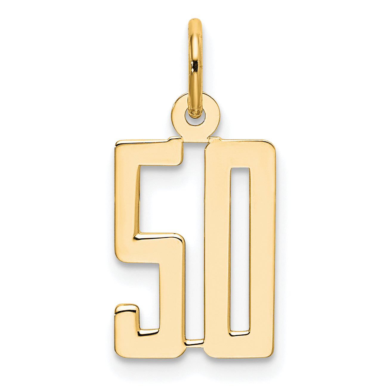 14K Yellow Gold Small Elongated Number 50 Charm