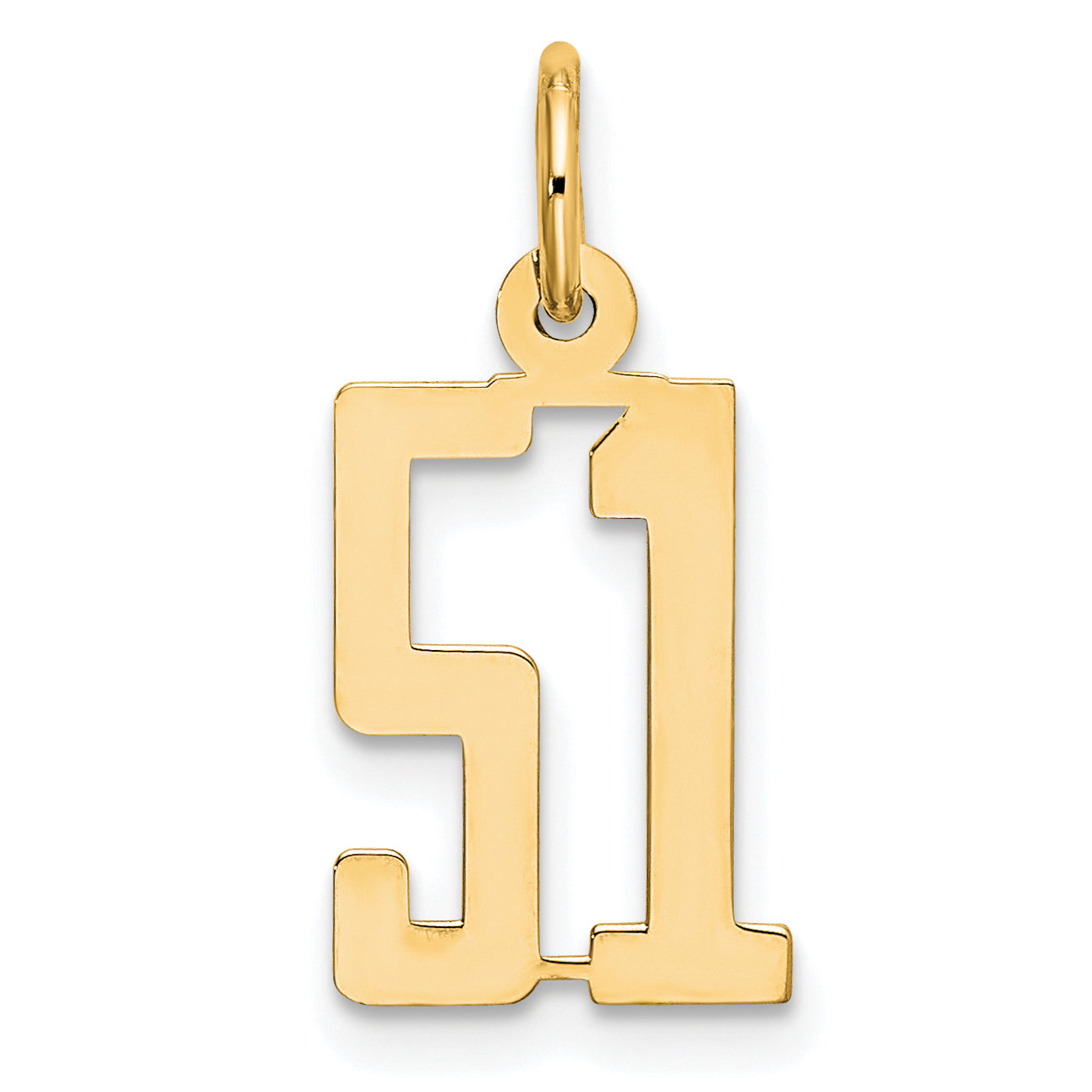 14K Yellow Gold Small Elongated Number 51 Charm