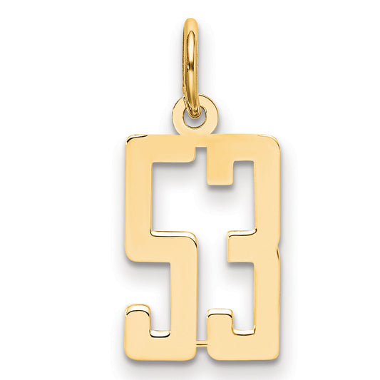 14K Yellow Gold Small Elongated Number 53 Charm