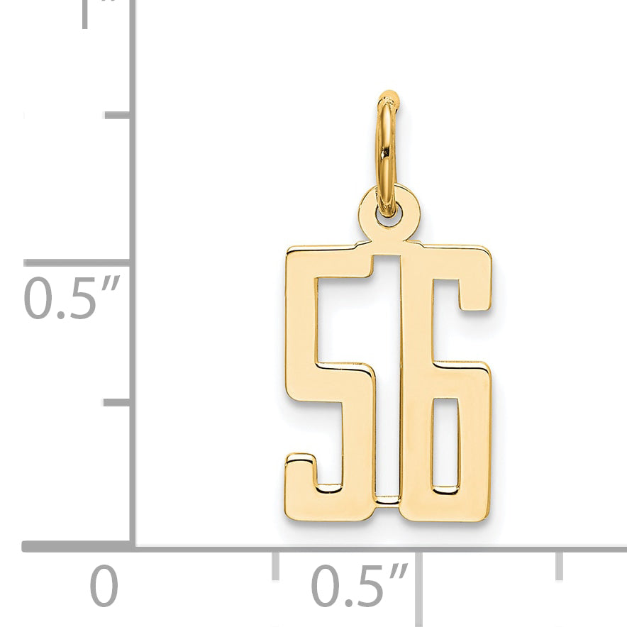 14K Yellow Gold Small Elongated Number 56 Charm
