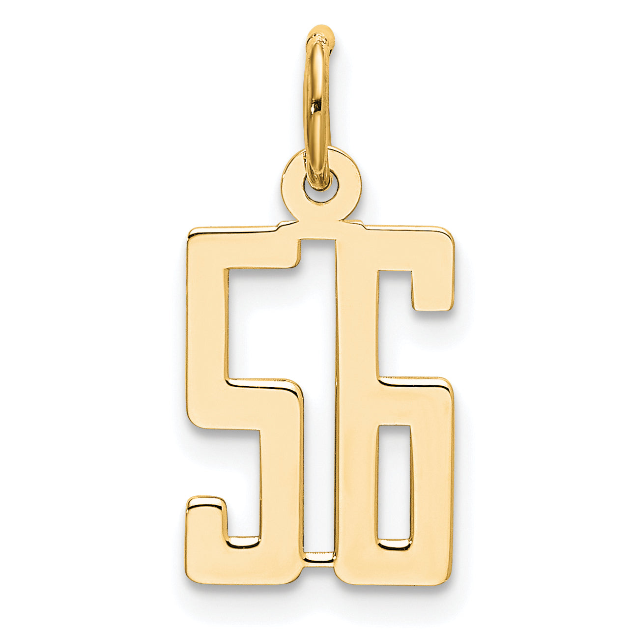 14K Yellow Gold Small Elongated Number 56 Charm