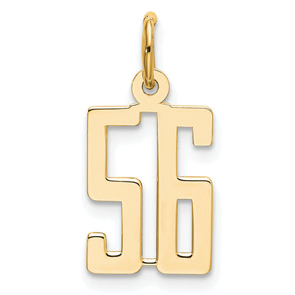 14K Yellow Gold Small Elongated Number 56 Charm