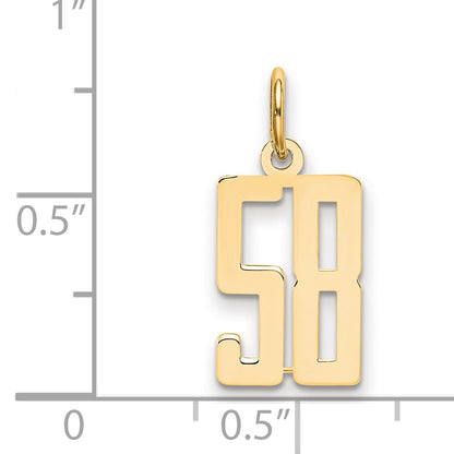 14K Yellow Gold Small Elongated Number 58 Charm