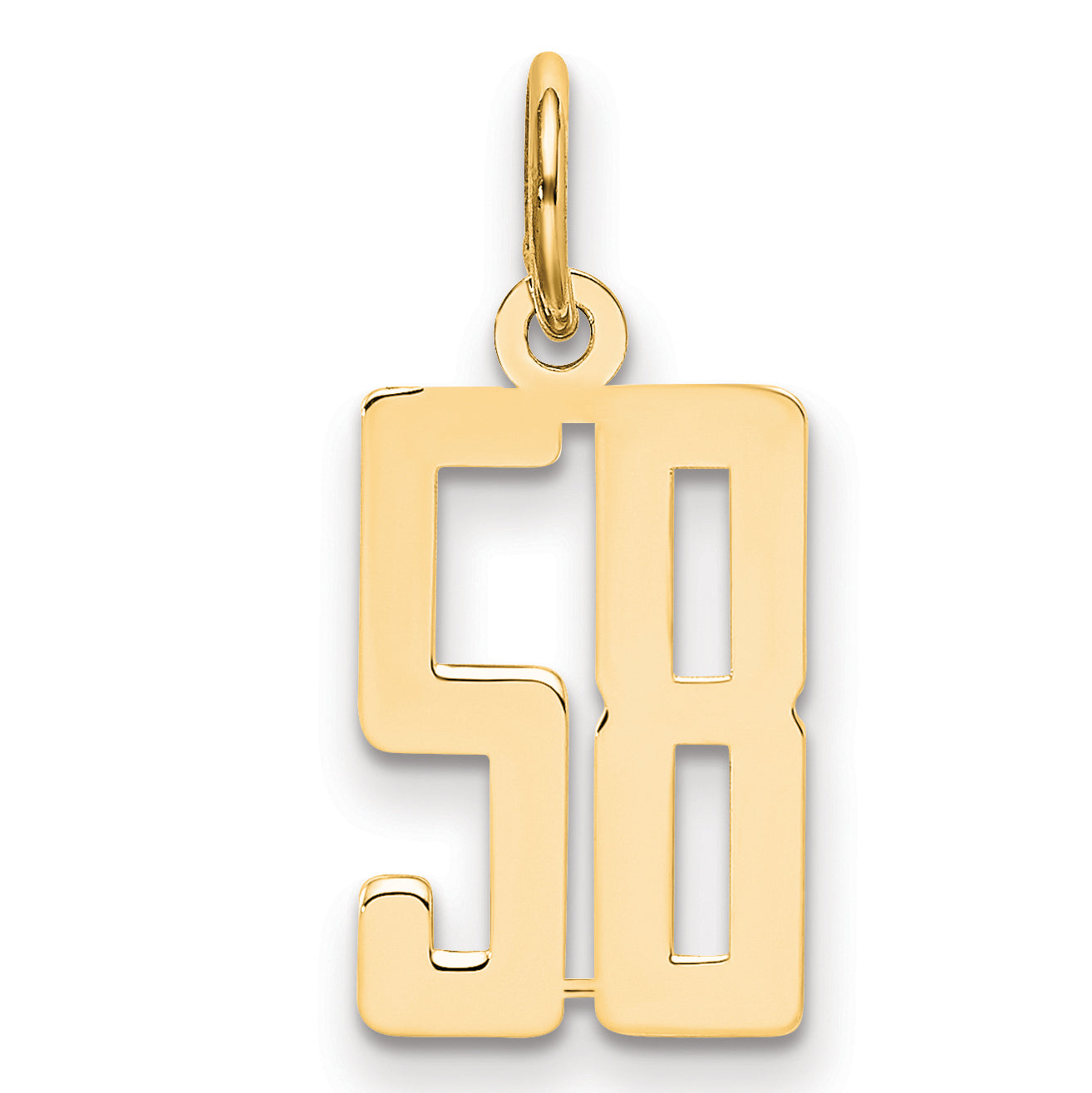 14K Yellow Gold Small Elongated Number 58 Charm