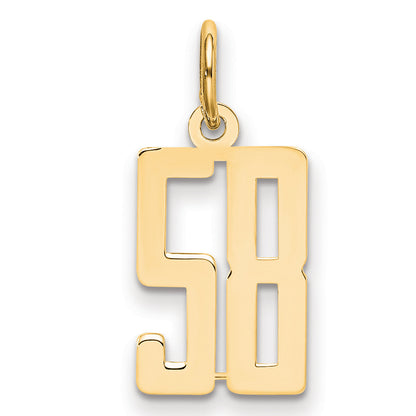 14K Yellow Gold Small Elongated Number 58 Charm