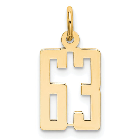 14K Yellow Gold Small Elongated Number 63 Charm