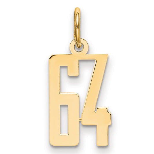 14K Yellow Gold Small Elongated Number 64 Charm
