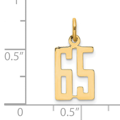 14K Yellow Gold Small Elongated Number 65 Charm